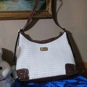 P America - Elegant White and Brown Women's Bag